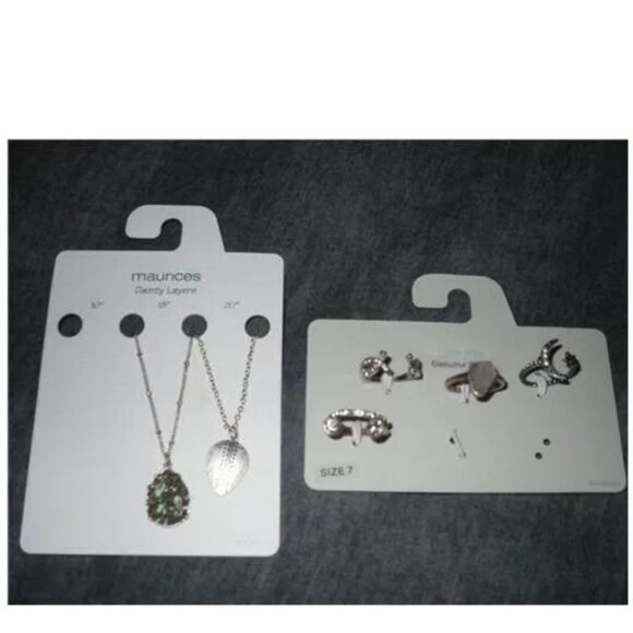 Maurices Jewelry - New Lot 6 PC Maurices Necklace Ring Moon Star Rhinestone X Size 7 Arrowhead Torq